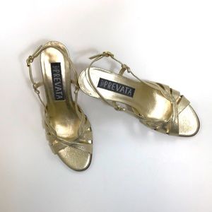Prevata Gold Strappy Sandals Size 5